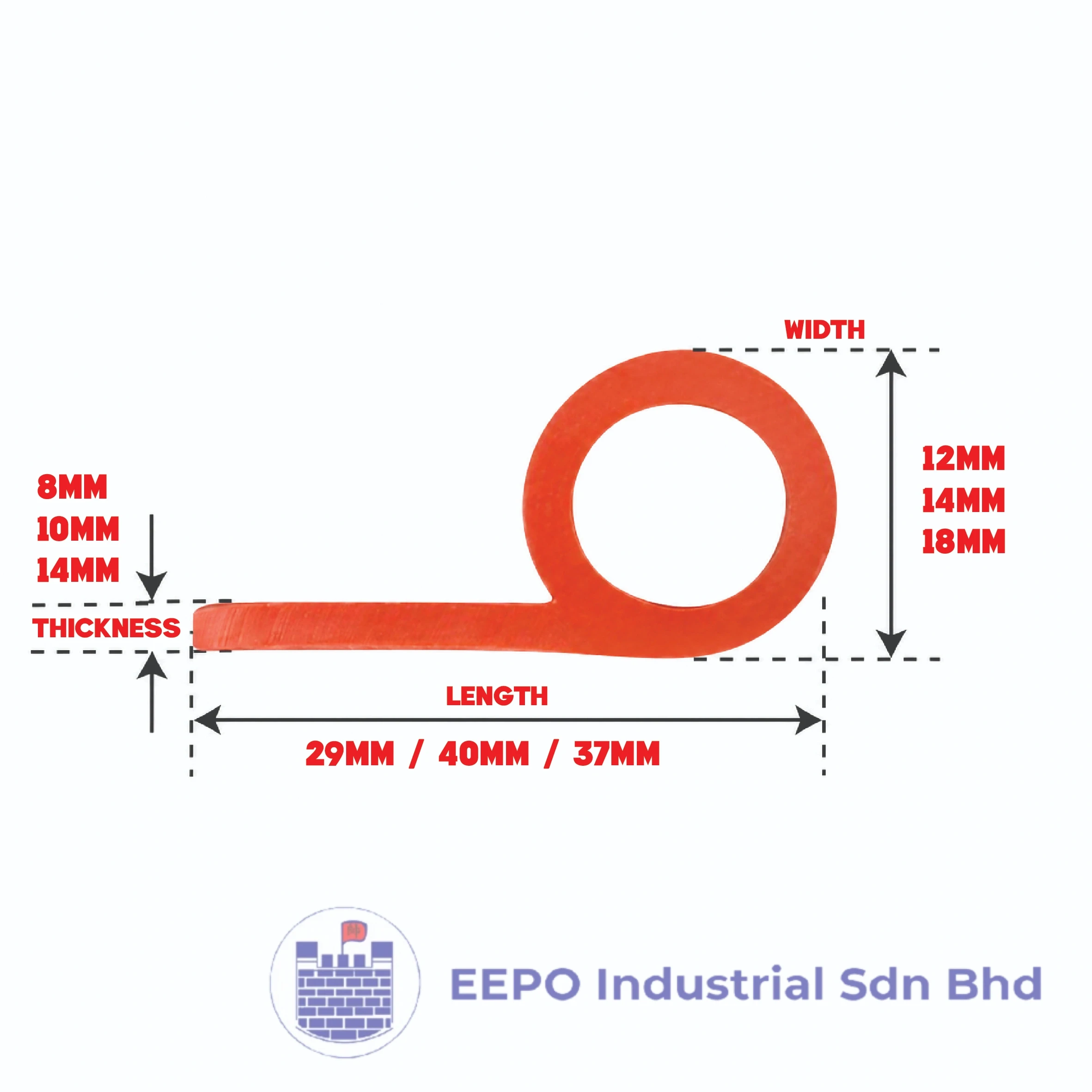 Red Silicone P-Profile Strip - Image 2